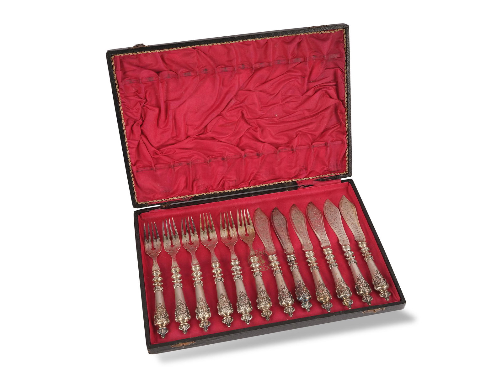 Fish cutlery in a cassette, Product of the Krupp Berndorf manufactory, Silver (also blades) (1 of 4)