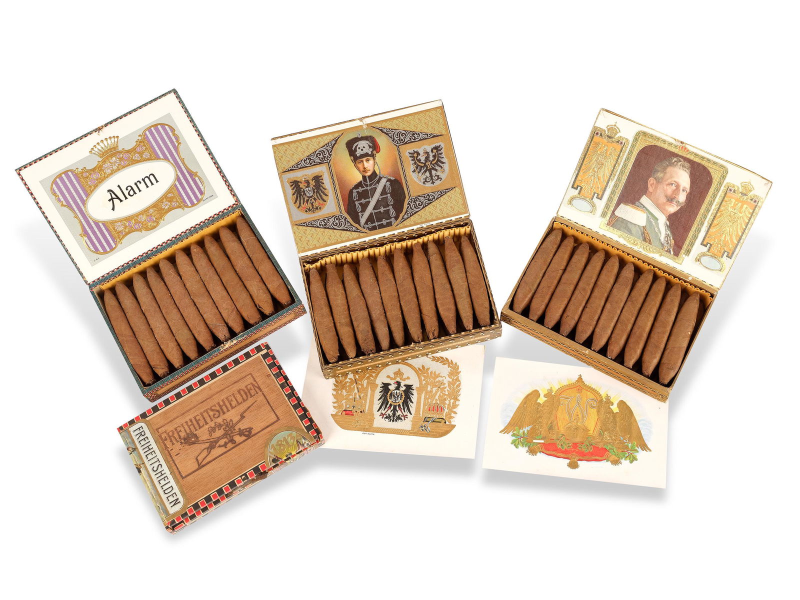 Convolute cigar boxes, 19./20. Century, Crown Prince William