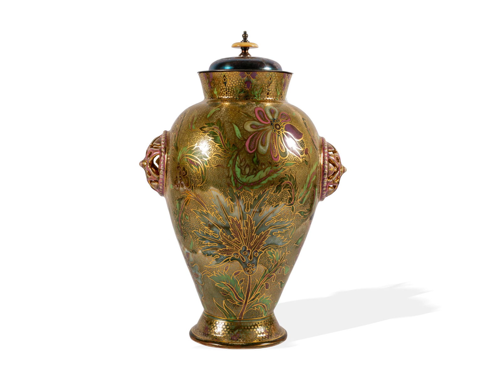 Vase with lid, Zsolnay, Pecs, Around 1900 (1 of 10)