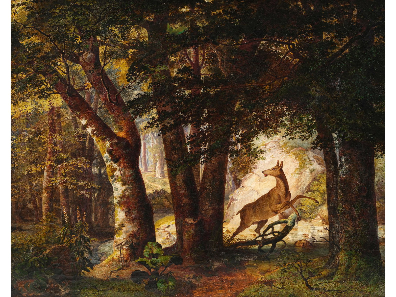 Rudolf Swoboda (the elder), Vienna 1819 - 1859 Vienna, The shy deer (1 of 7)