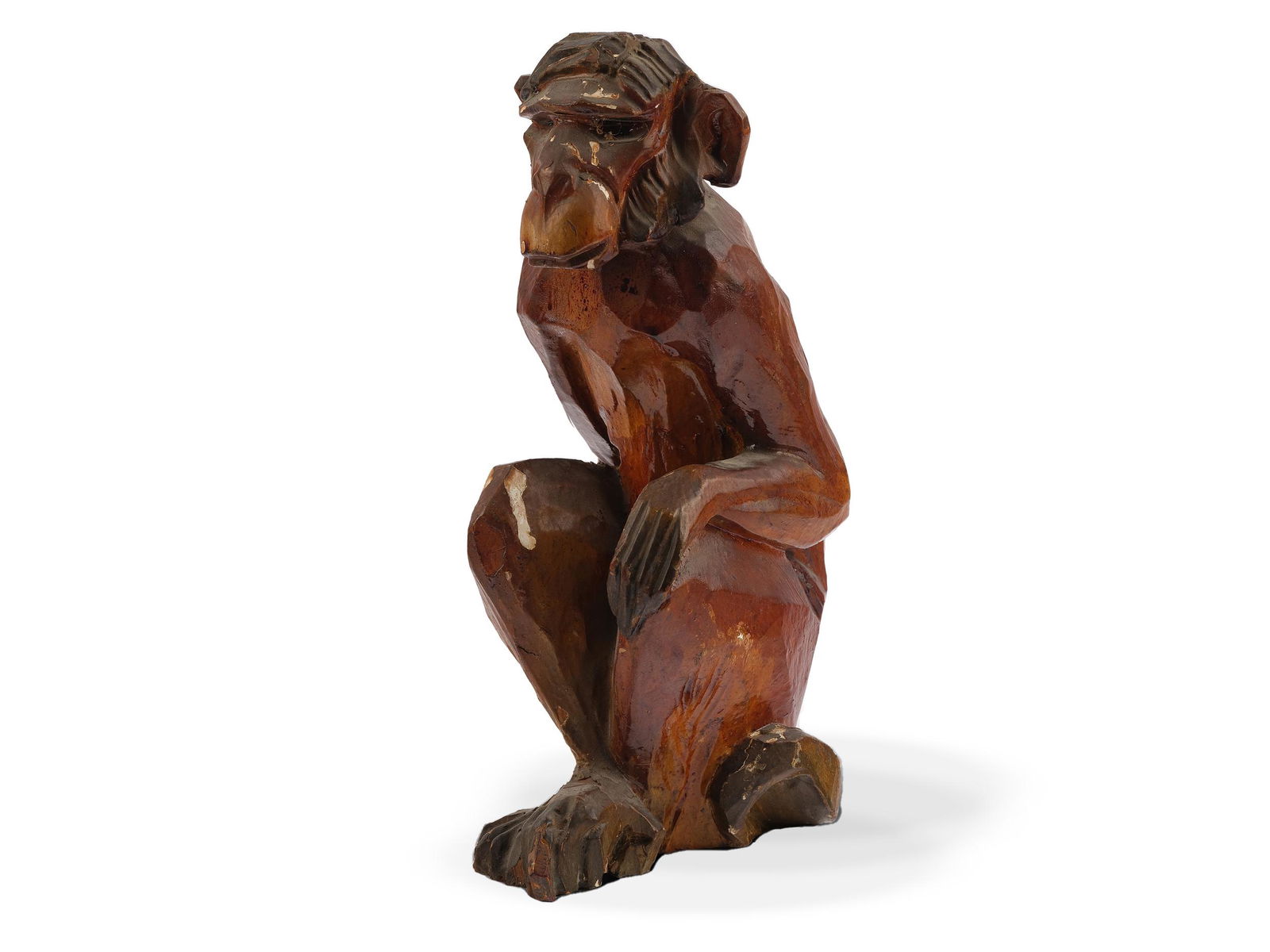 Franz Zelezny, Vienna 1866 - 1932 Vienna, Attributed, Sitting baboon: Franz ZeleznyVienna 1866 - 1932 Vienna, AttributedSitting baboonCarved lime woodHeight 22.5 cm