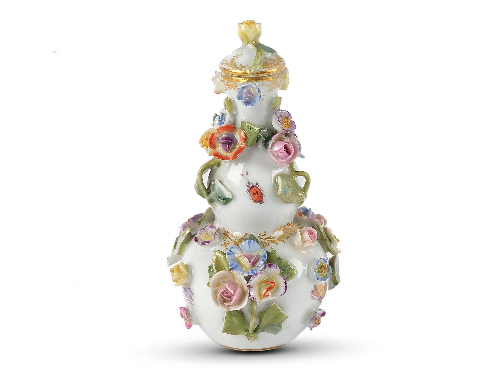 Meissen Porcelain, Perfume or snuff bottle, Double pumpkin shape (1 of 3)