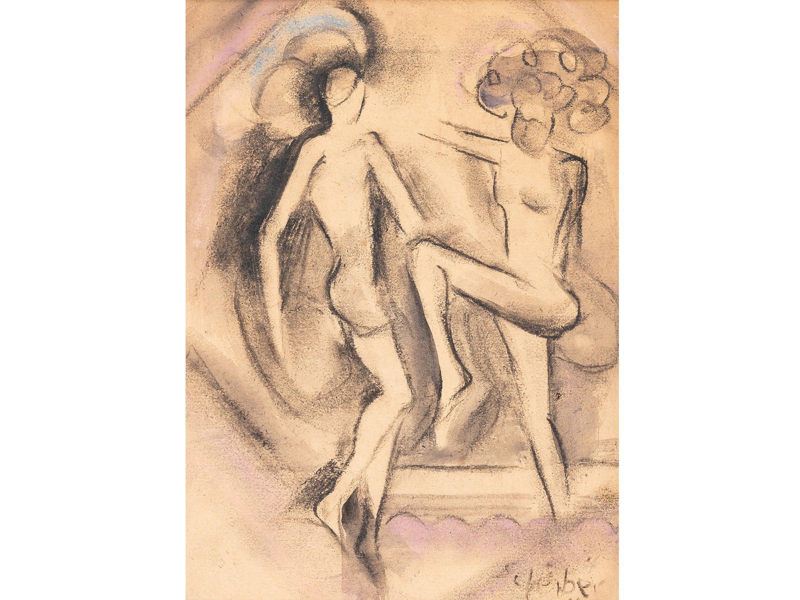 Hugo Scheiber, Budapest 1873 - 1950 Budapest, Female nudes: Hugo ScheiberBudapest 1873 - 1950 Budapest Female nudesPastel drawing on paper24.5 x 17.5 cm, with frame 31.5 x 25 cmSigned b.r.