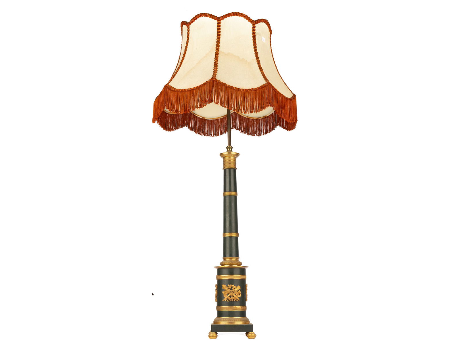 Floor lamp, With fire-gilded base: Floor lamp With fire-gilded baseTotal height 90 cm, lamp base height 47 cmWithout guarantee for electrical installation