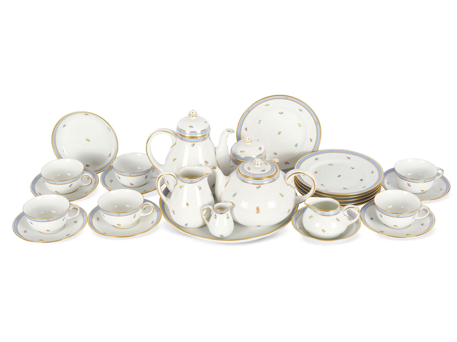 Coffee and tea set with floral decoration, 27 pieces, Augarten Vienna (1 of 6)