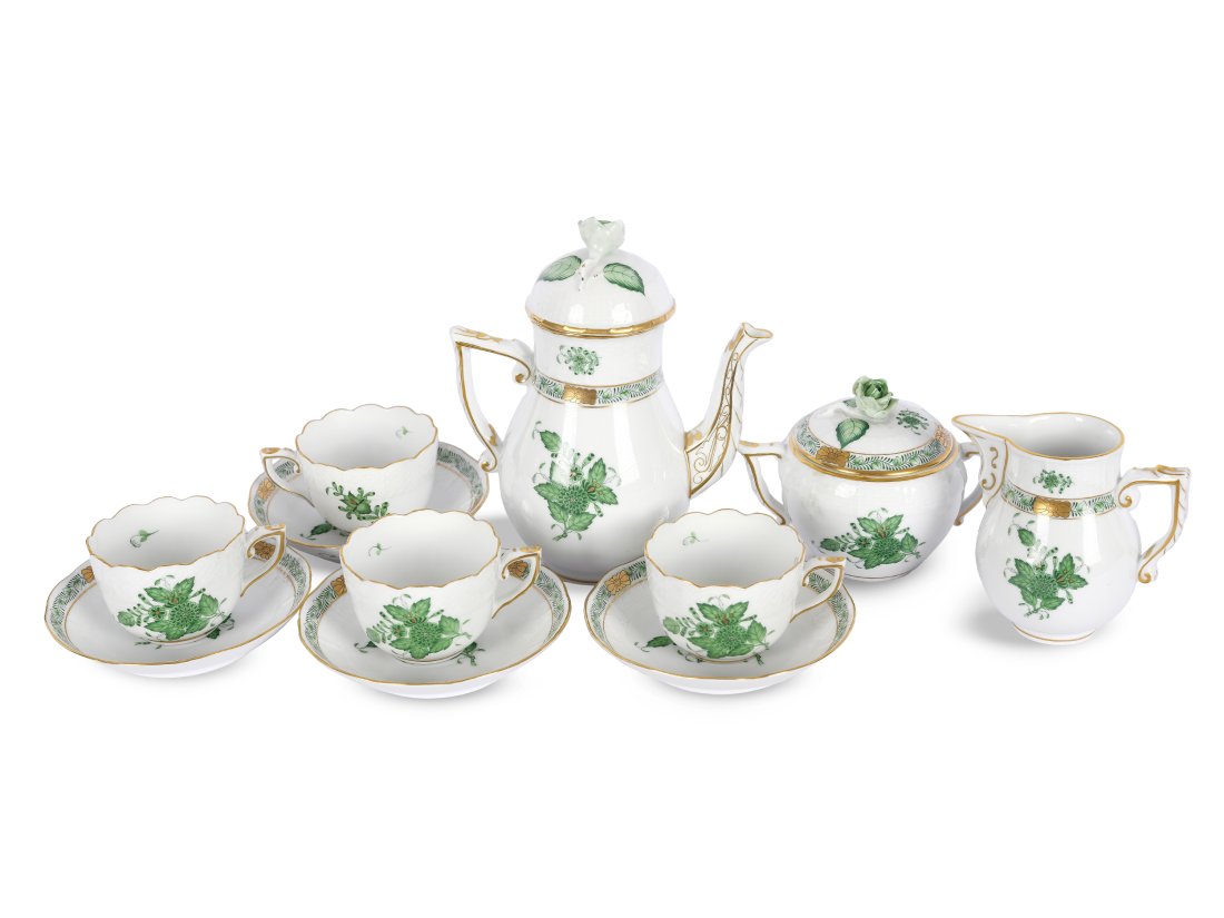 Mocha set, 11-piece, Herend, Apponyi Vert (1 of 5)
