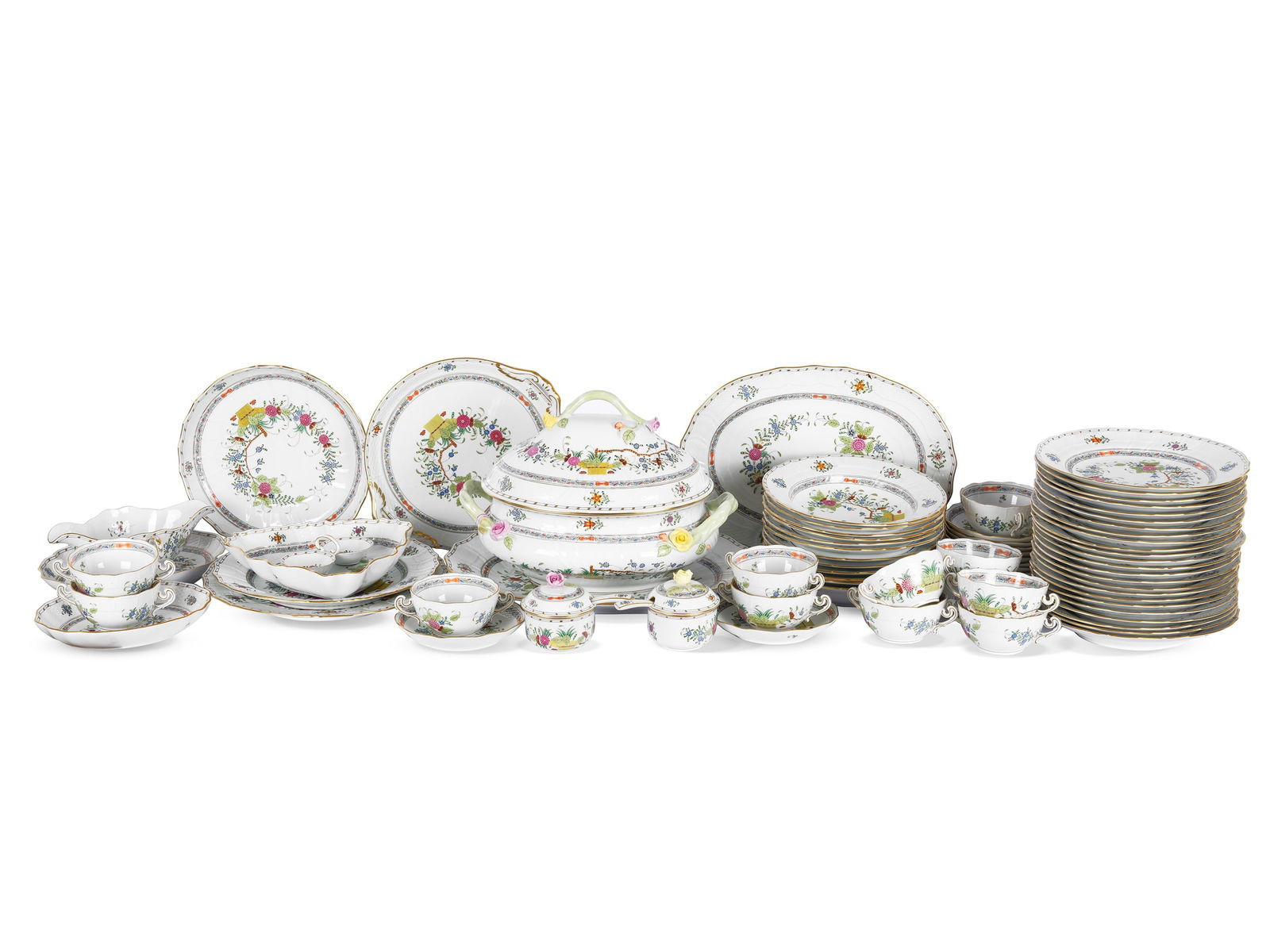 Large dinner service, 74-piece, Herend, Fleurs des Indes/Indian Basket Multicolour (1 of 8)