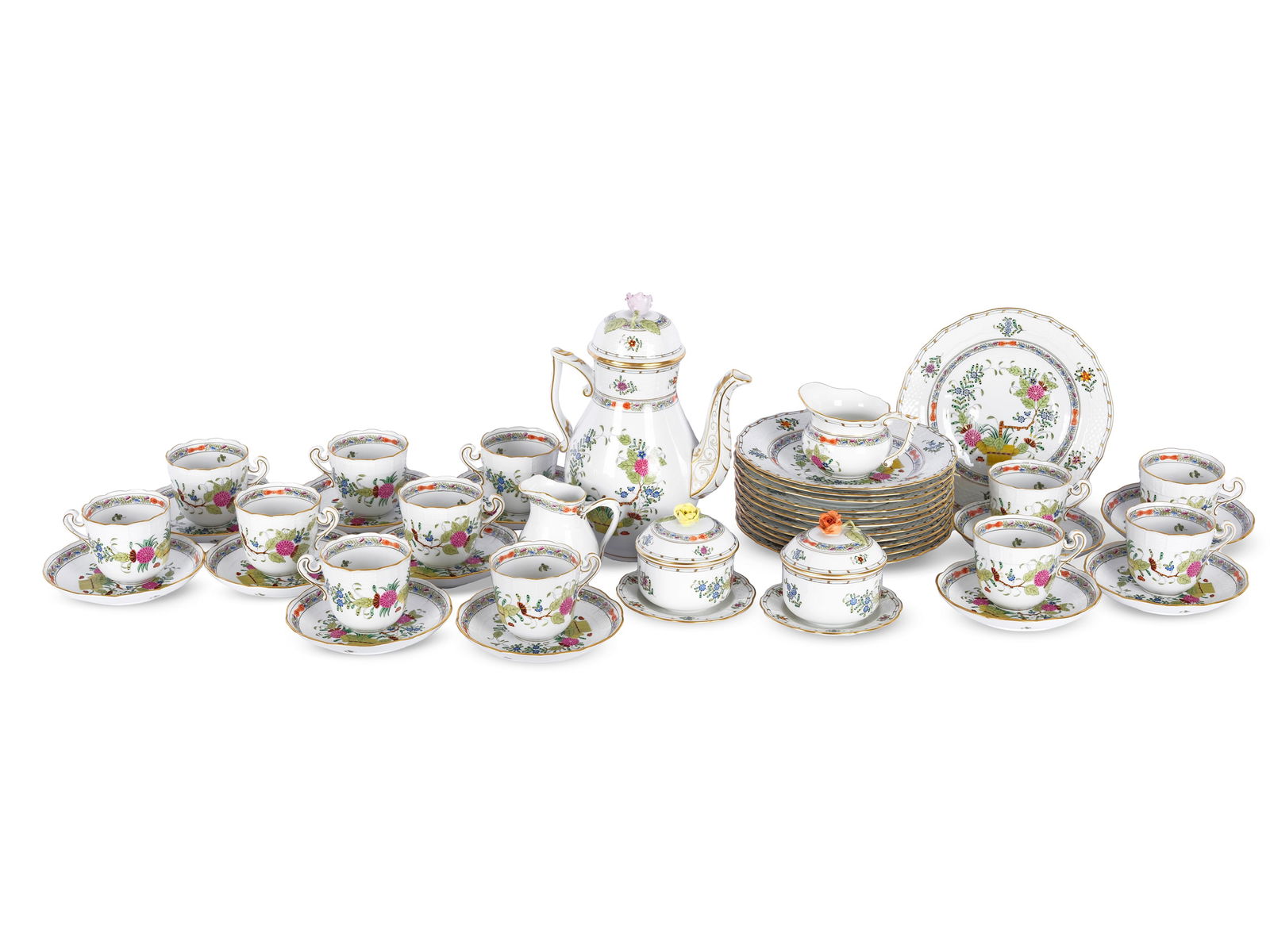 Coffee service for 12 persons, 41-piece, Herend, Fleurs des Indes/Indian Basket Multicolour (1 of 7)