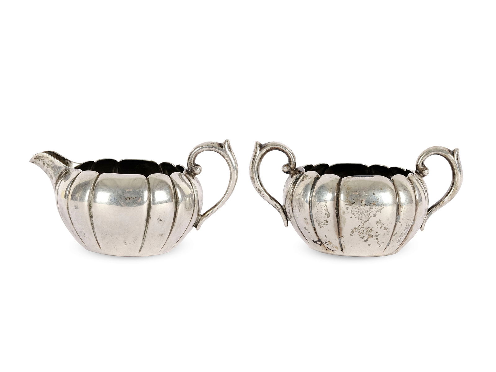 Small jug and small bowl with handle, marked silver (1 of 5)