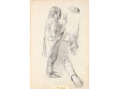 Josef Danhauser, Vienna 1805 - 1845 Vienna, study sheet: Josef DanhauserVienna 1805 - 1845 Vienna Study sheet Pencil heightened with white on paper36 x 23 cminscribed lower center On the reverse also study and signed on lower right