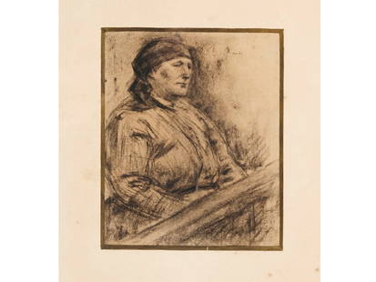 Wilhelm Leibl, Cologne 1844 - 1900 Würzburg, follower, study drawing: Wilhelm LeiblCologne 1844 - 1900 Würzburg, folon lowerStudy drawingBlack chalk or colored pencil on paper20 x 16.5 cm, framed 45 x 37 cmsigned on upper rightHandwritten expertise by the director of t