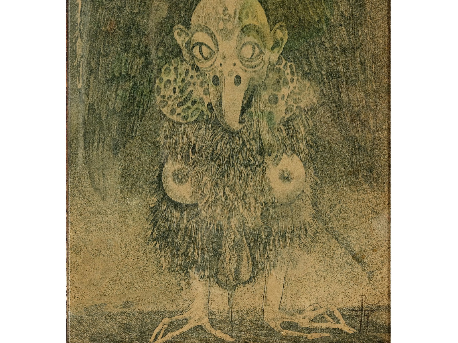 Richard Teschner, Carlsbad 1879 - 1948 Vienna: Richard TeschnerCarlsbad 1879 - 1948 Vienna untitledWatercolor on paper21.5 x 20 cm, framed 25 x 33.5 cmmonogrammed and dated (19)14/24 on lower right