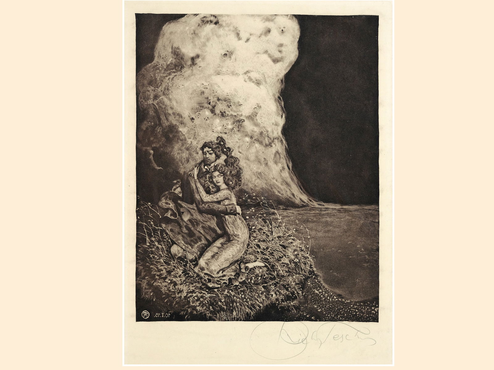 Richard Teschner, Carlsbad 1879 - 1948 Vienna: Richard TeschnerCarlsbad 1879 - 1948 Vienna untitledLithograph27 x 22,5 cmsigned on lower rightProvenance: Dr. Hans Ankwicz-Kleehoven, art historian and art collector in Vienna, collection label;