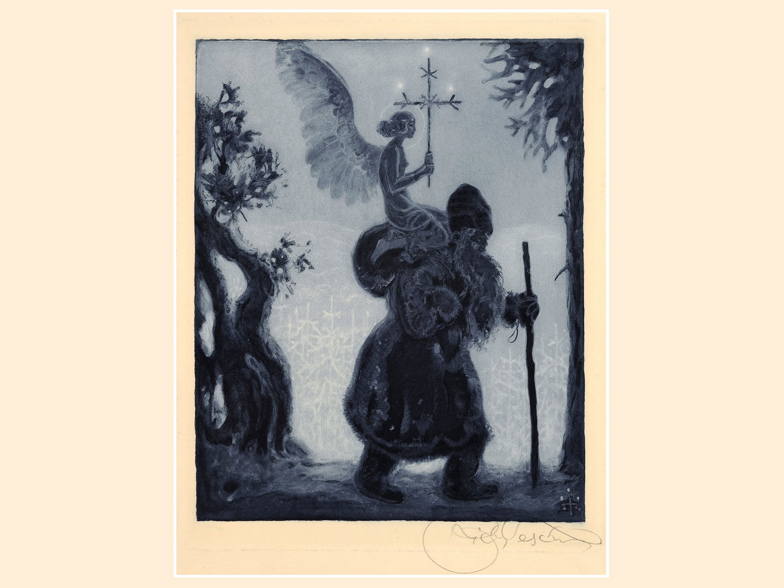 Richard Teschner, Carlsbad 1879 - 1948 Vienna: Richard TeschnerCarlsbad 1879 - 1948 Vienna untitledLithograph27,5 x 23 cmsigned on lower rightProvenance: Dr. Hans Ankwicz-Kleehoven, art historian and art collector in Vienna, collection label;