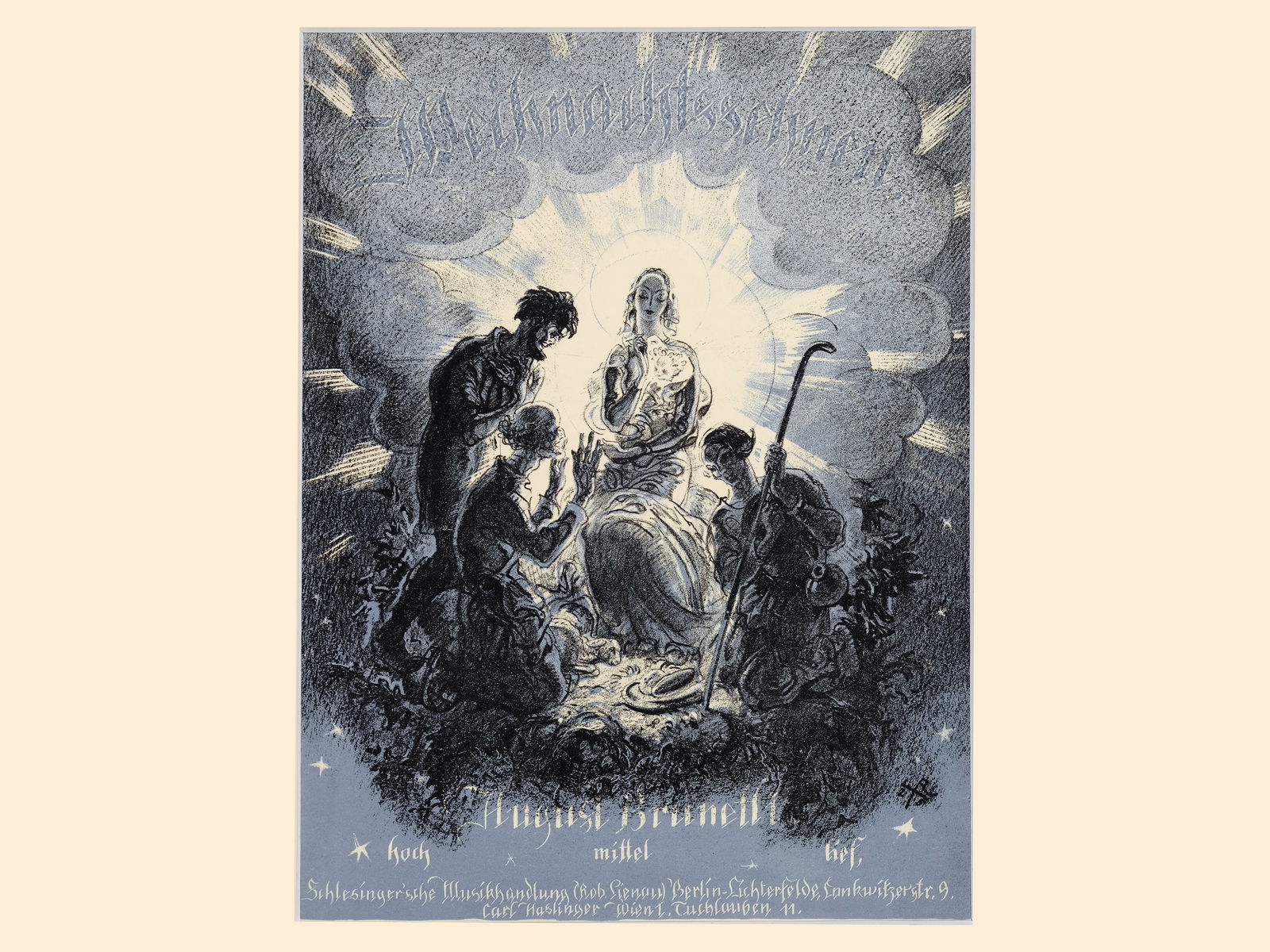 Richard Teschner, Carlsbad 1879 - 1948 Vienna: Richard TeschnerCarlsbad 1879 - 1948 Vienna untitledLithograph30,5 x 23,5 cmProvenance: Dr. Hans Ankwicz-Kleehoven, art historian and art collector in Vienna, collection label;