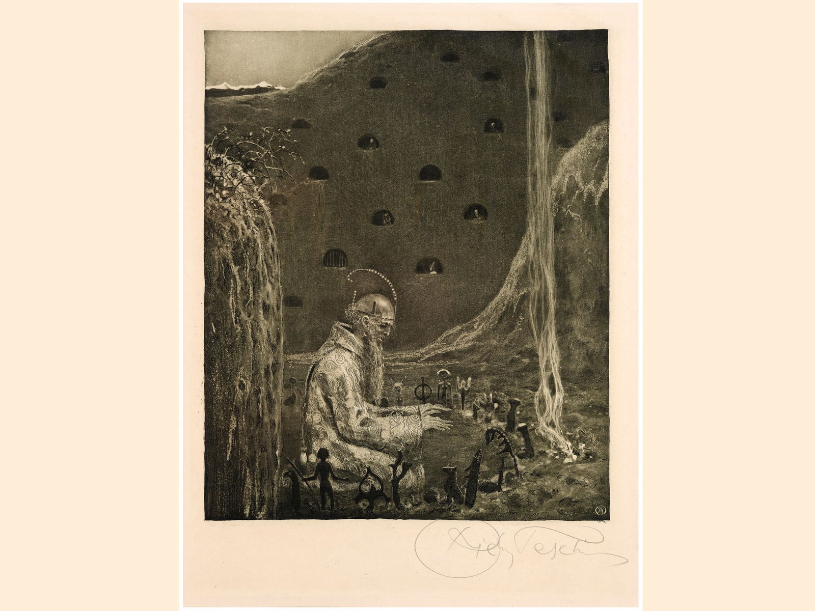 Richard Teschner, Carlsbad 1879 - 1948 Vienna: Richard TeschnerCarlsbad 1879 - 1948 Vienna untitledLithograph27 x 22,5 cmsigned on lower rightProvenance: Dr. Hans Ankwicz-Kleehoven, art historian and art collector in Vienna, collection label;