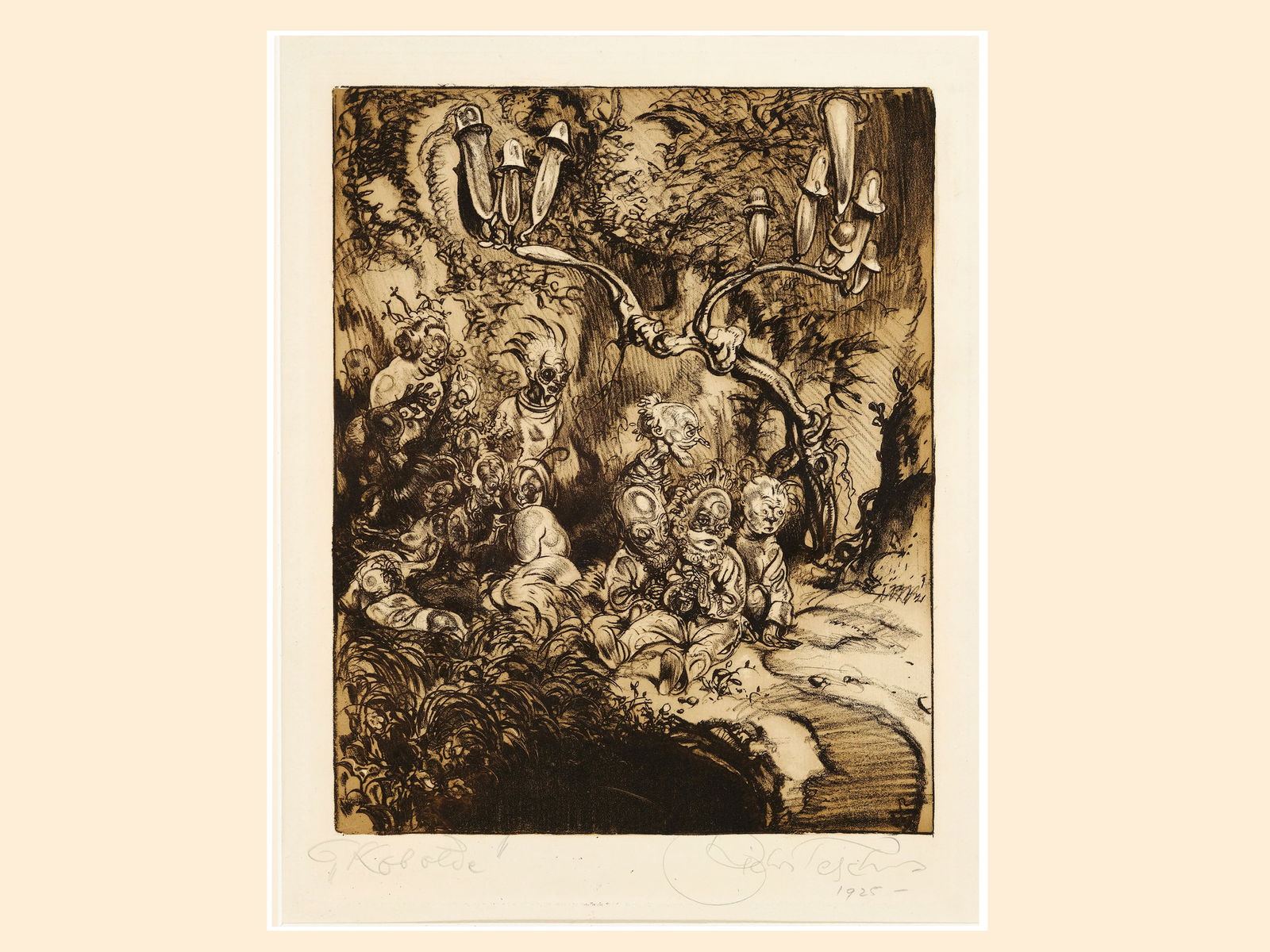 Richard Teschner, Carlsbad 1879 - 1948 Vienna: Richard TeschnerCarlsbad 1879 - 1948 Vienna untitledLithograph25,5 x 20,5 cmsigned on lower rightProvenance: Dr. Hans Ankwicz-Kleehoven, art historian and art collector in Vienna, collection label;