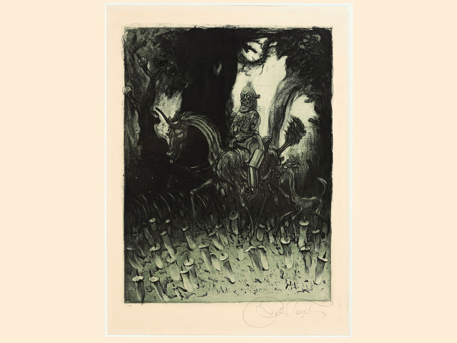 Richard Teschner, Carlsbad 1879 - 1948 Vienna: Richard TeschnerCarlsbad 1879 - 1948 Vienna untitledLithograph28 x 21,5 cmsigned on lower rightProvenance: Dr. Hans Ankwicz-Kleehoven, art historian and art collector in Vienna, collection label;
