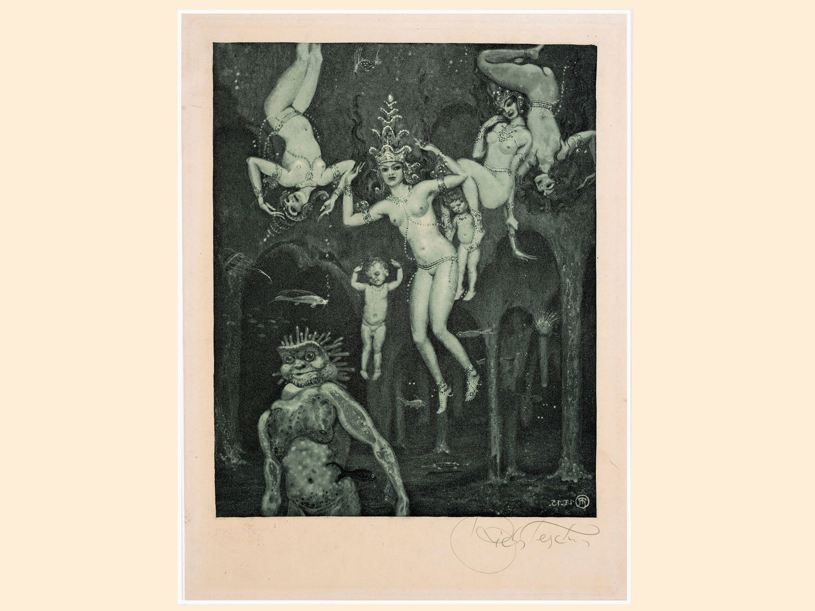 Richard Teschner, Carlsbad 1879 - 1948 Vienna: Richard TeschnerCarlsbad 1879 - 1948 Vienna untitledLithograph26,5 x 22 cmsigned on lower rightProvenance: Dr. Hans Ankwicz-Kleehoven, art historian and art collector in Vienna, collection label;