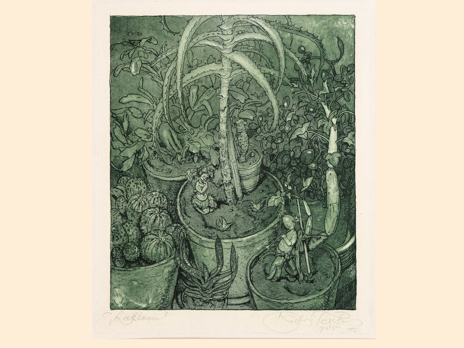 Richard Teschner, Karlsbad 1879 - 1948 Vienna: Richard TeschnerKarlsbad 1879 - 1948 Vienna CactiLithograph25 x 21 cmsigned and dated 1925 lower rightInscribed lower leftProvenance: Dr. Hans Ankwicz-Kleehoven, art historian and art collector in Vie