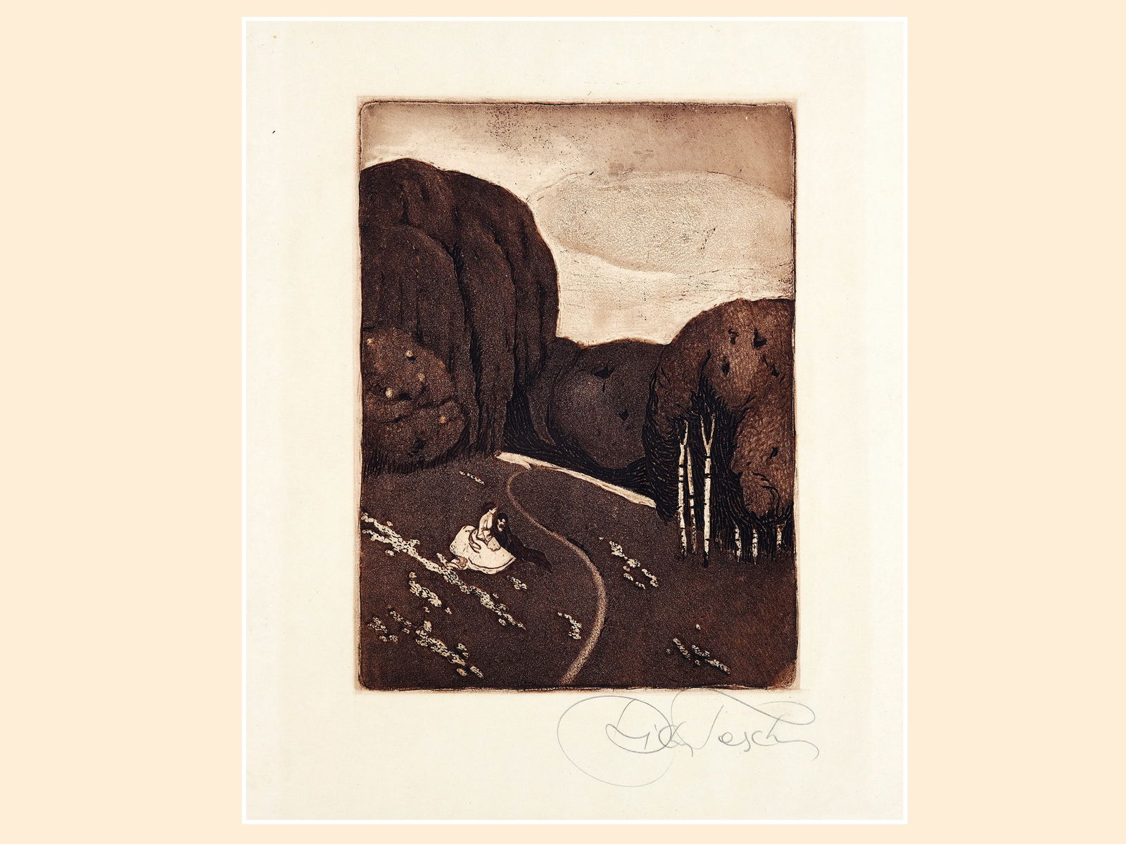 Richard Teschner, Carlsbad 1879 - 1948 Vienna: Richard TeschnerCarlsbad 1879 - 1948 Vienna untitledLithograph20,5 x 15,5 cmsigned on lower rightProvenance: Dr. Hans Ankwicz-Kleehoven, art historian and art collector in Vienna, collection label;