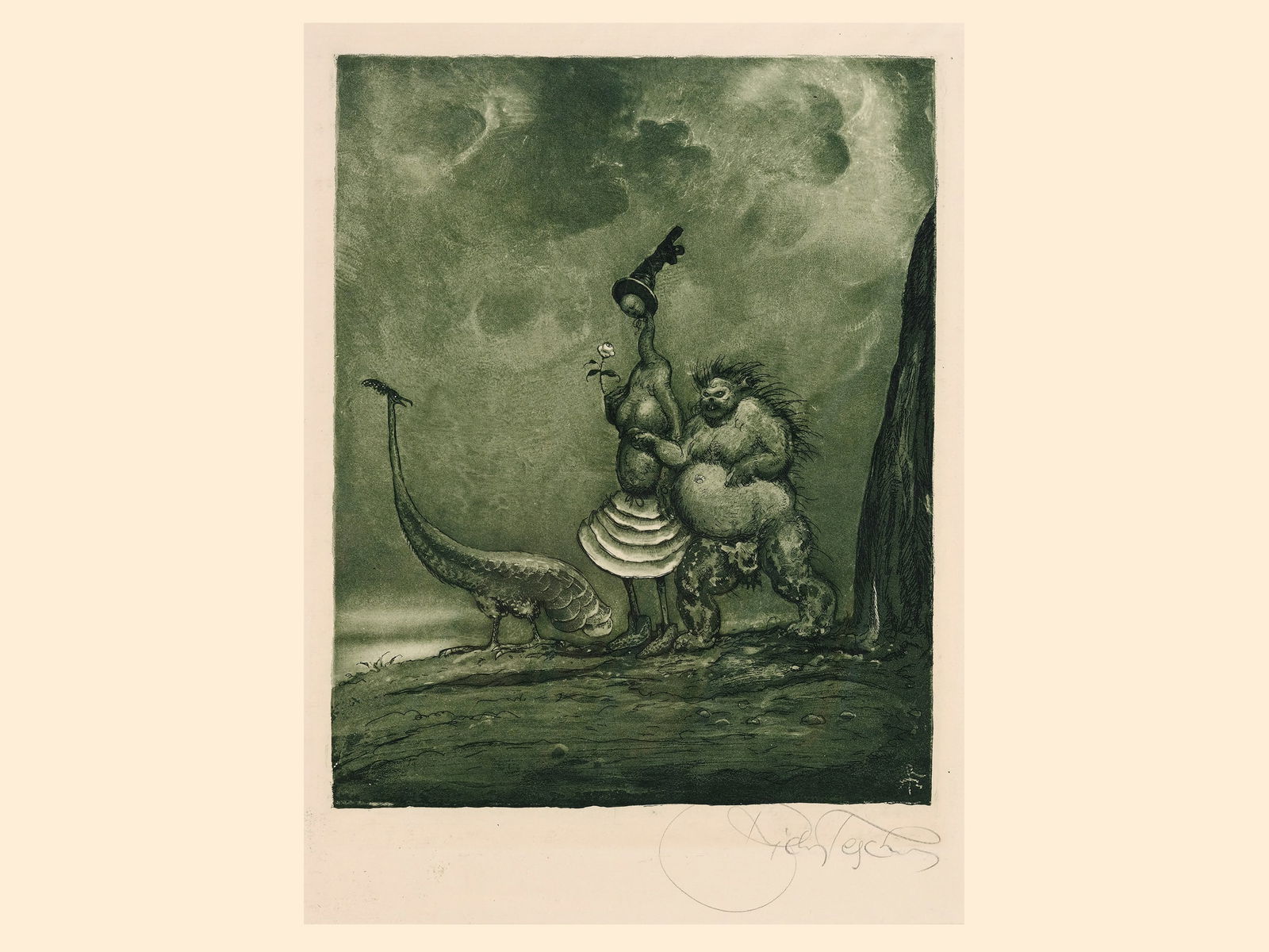 Richard Teschner, Carlsbad 1879 - 1948 Vienna: Richard TeschnerCarlsbad 1879 - 1948 Vienna untitledLithograph25,5 x 21,5 cmsigned on lower rightProvenance: Dr. Hans Ankwicz-Kleehoven, art historian and art collector in Vienna, collection label;