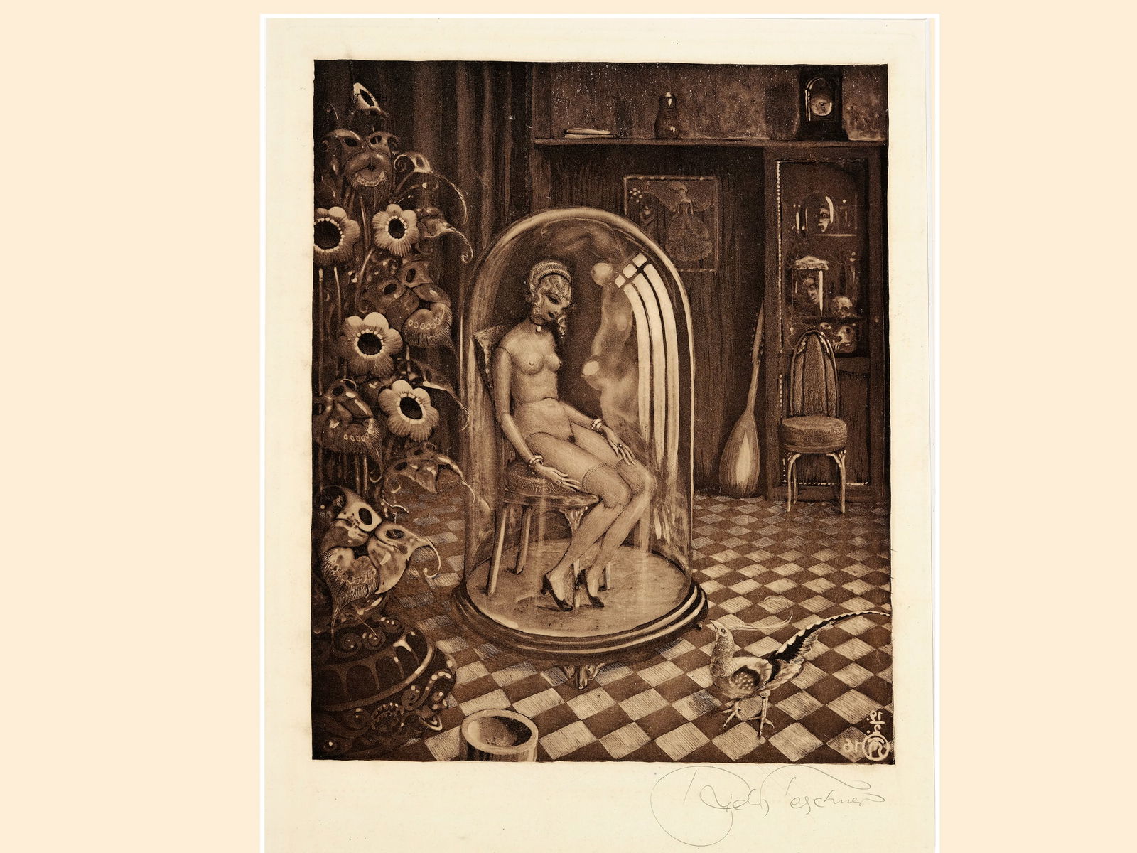 Richard Teschner, Carlsbad 1879 - 1948 Vienna: Richard TeschnerCarlsbad 1879 - 1948 Vienna untitledLithograph27 x 22,5 cmsigned on lower rightProvenance: Dr. Hans Ankwicz-Kleehoven, art historian and art collector in Vienna, collection label;