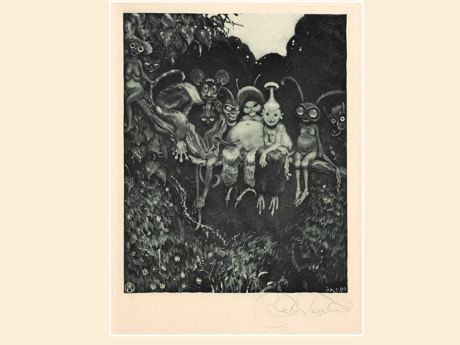 Richard Teschner, Carlsbad 1879 - 1948 Vienna: Richard TeschnerCarlsbad 1879 - 1948 Vienna untitledLithograph27 x 22,5 cmsigned on lower rightProvenance: Dr. Hans Ankwicz-Kleehoven, art historian and art collector in Vienna, collection label;