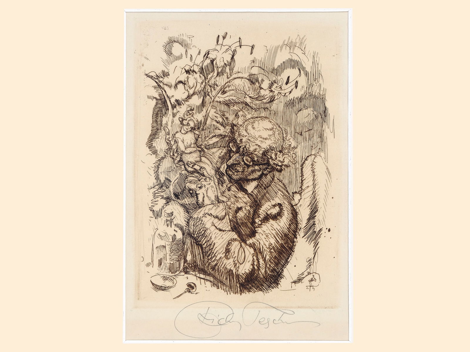 Richard Teschner, Carlsbad 1879 - 1948 Vienna: Richard TeschnerCarlsbad 1879 - 1948 Vienna untitledLithograph19 x 13,5 cmsigned on lower centerProvenance: Dr. Hans Ankwicz-Kleehoven, art historian and art collector in Vienna, collection label;<