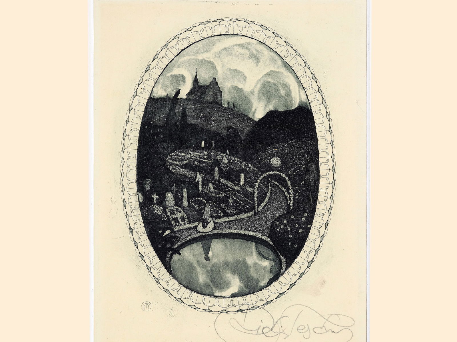 Richard Teschner, Carlsbad 1879 - 1948 Vienna: Richard TeschnerCarlsbad 1879 - 1948 Vienna untitledLithograph19,5 x 14,5 cmsigned on lower rightProvenance: Dr. Hans Ankwicz-Kleehoven, art historian and art collector in Vienna, collection label;