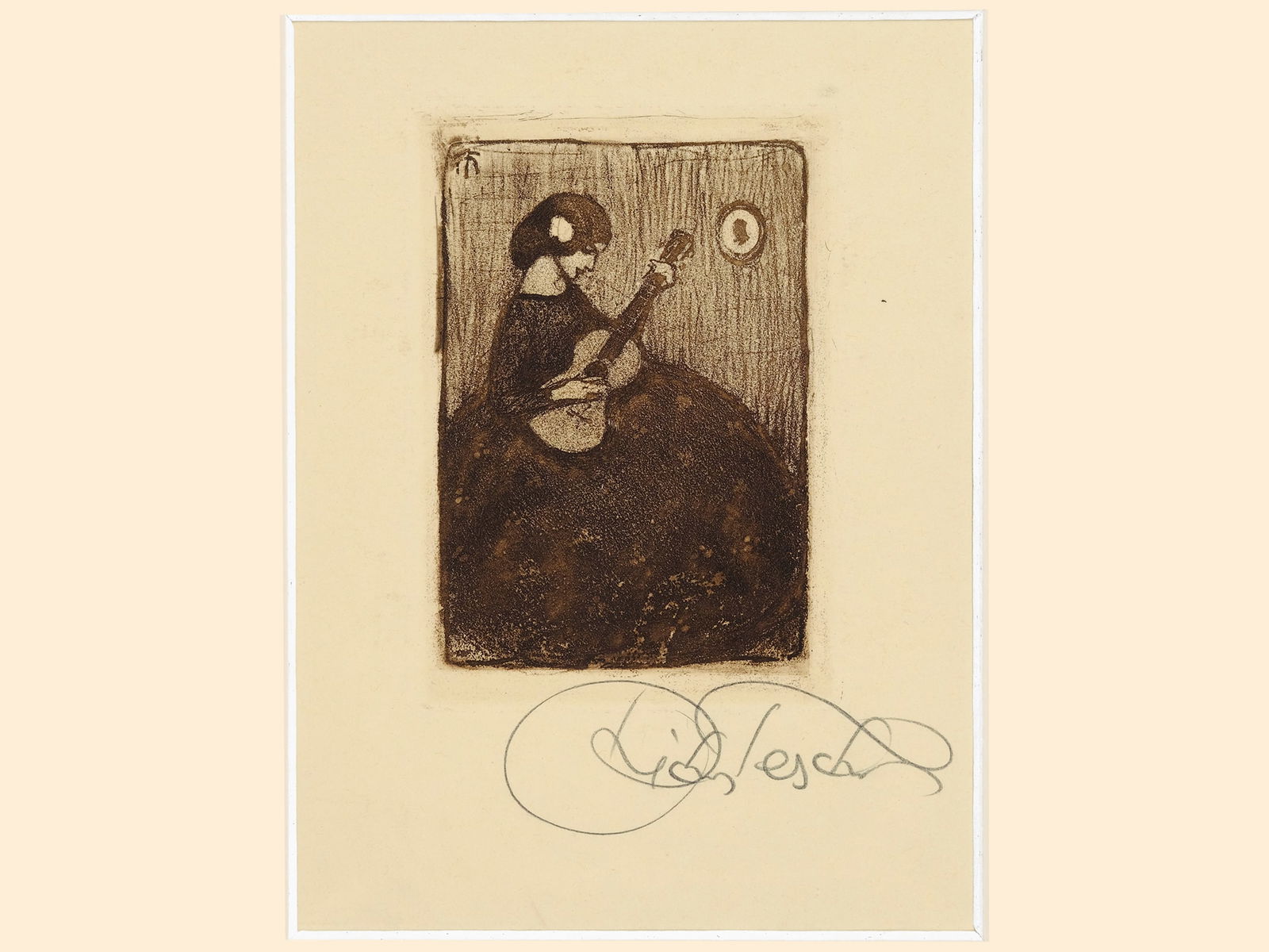 Richard Teschner, Carlsbad 1879 - 1948 Vienna: Richard TeschnerCarlsbad 1879 - 1948 Vienna untitledLithograph9,5 x 6,5 cmsigned on lower rightProvenance: Dr. Hans Ankwicz-Kleehoven, art historian and art collector in Vienna, collection label;