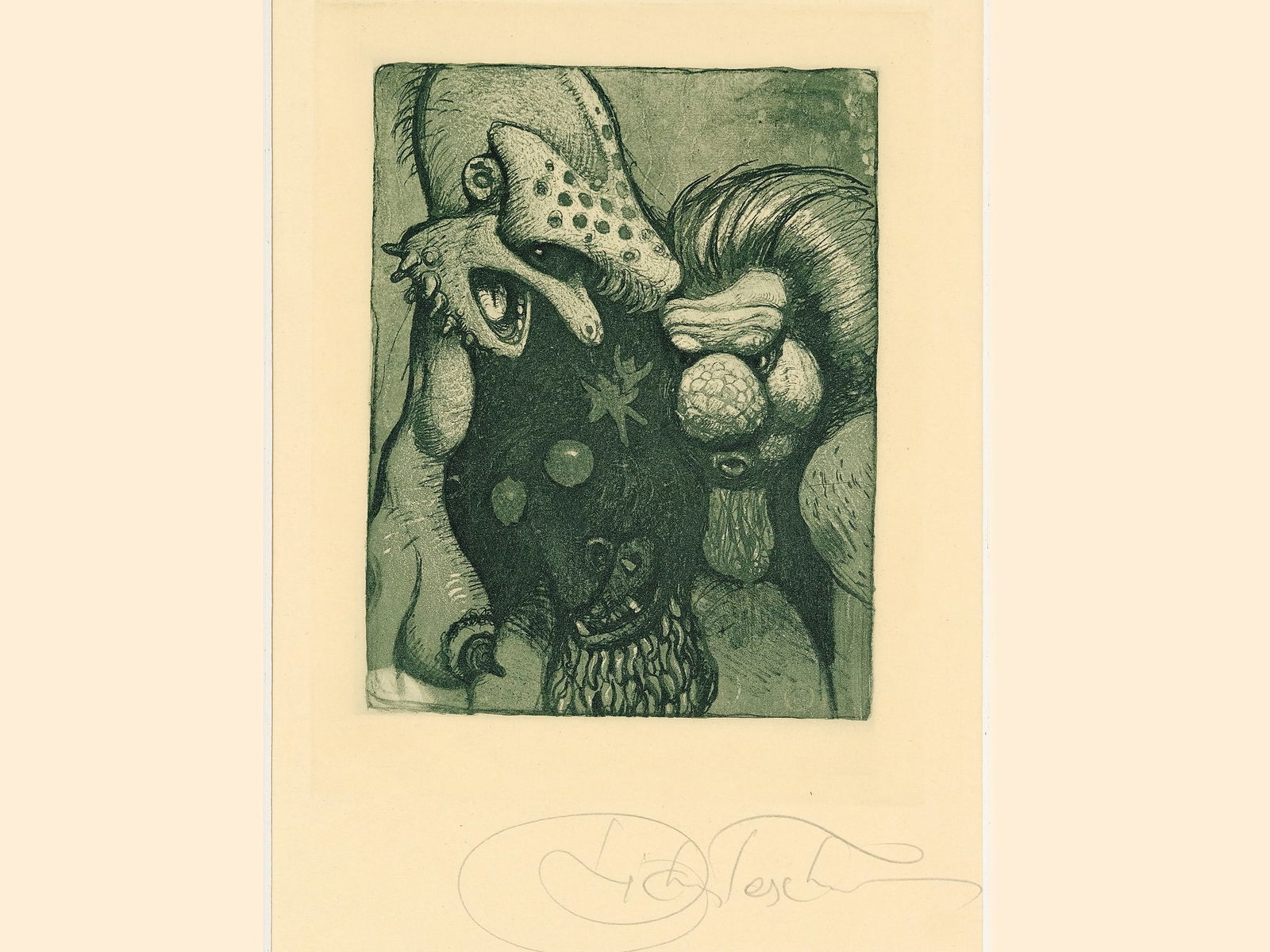 Richard Teschner, Carlsbad 1879 - 1948 Vienna: Richard TeschnerCarlsbad 1879 - 1948 Vienna untitledLithograph16 x 12 cmsigned on lower rightProvenance: Dr. Hans Ankwicz-Kleehoven, art historian and art collector in Vienna, collection label;