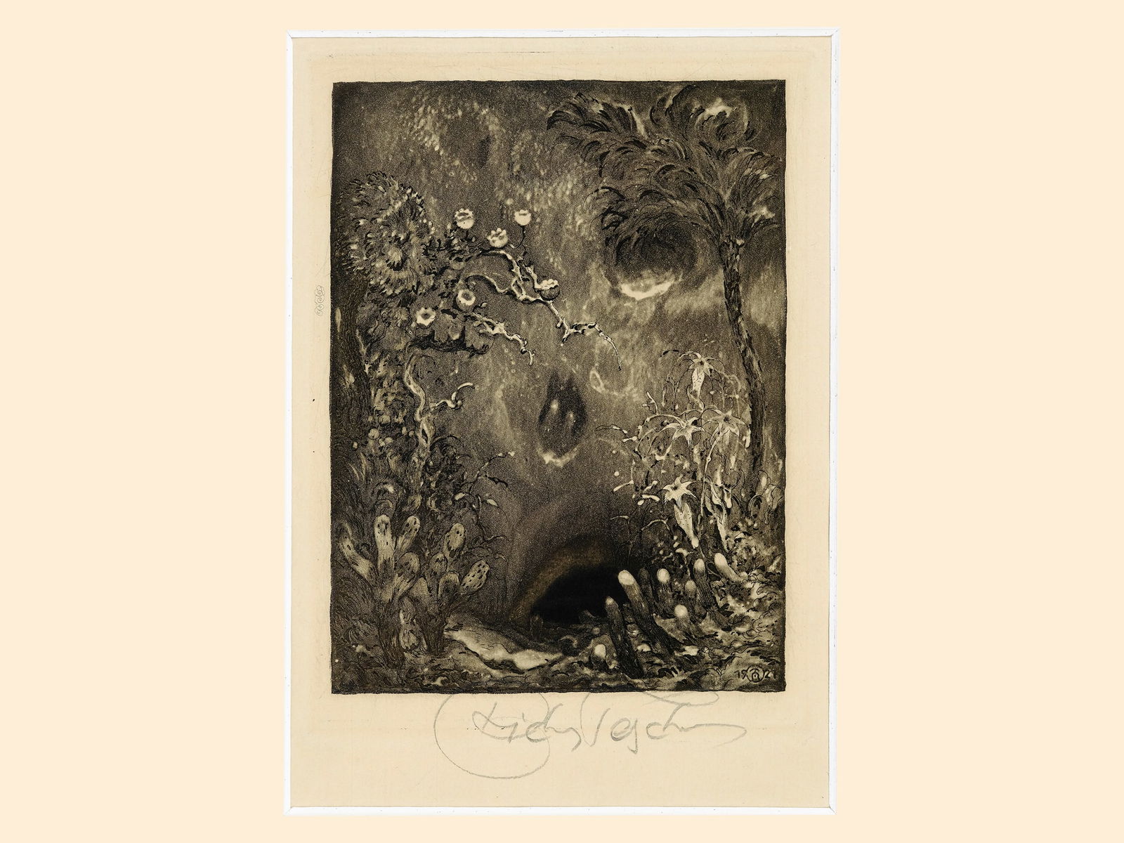 Richard Teschner, Carlsbad 1879 - 1948 Vienna: Richard TeschnerCarlsbad 1879 - 1948 Vienna untitledLithograph15 x 11,5 cmsigned on lower rightProvenance: Dr. Hans Ankwicz-Kleehoven, art historian and art collector in Vienna, collection label;