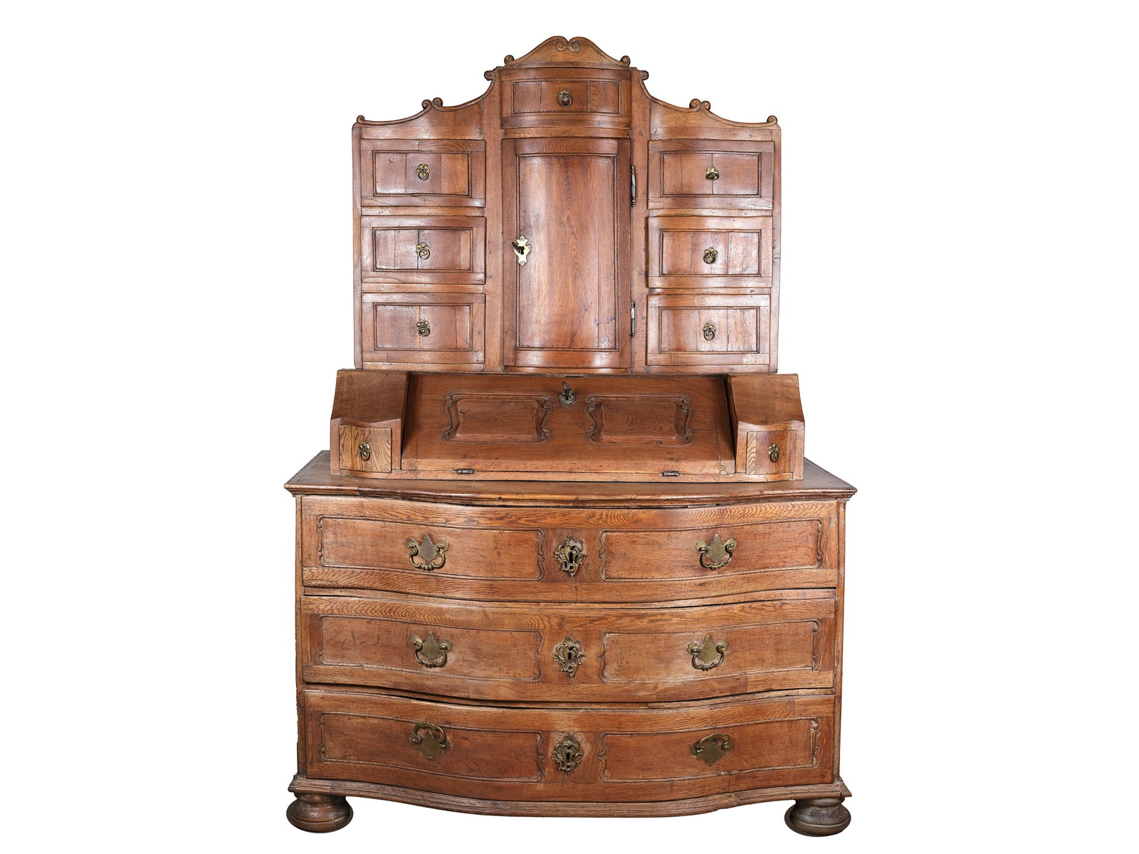 Writing chest, 18th century, Bohemia: Writing table top A trois Corps Bohemia Mid 18th century Height 180 cm, width 128 cm, depth 69 cm Damaged, parts replaced