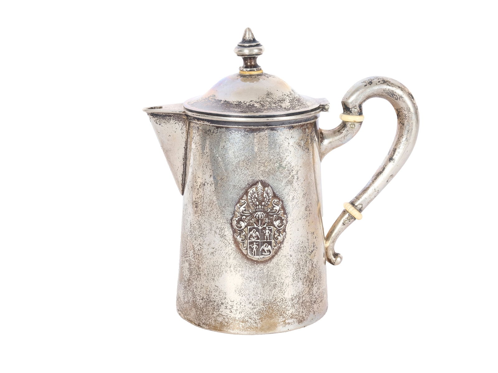Small jug with coat of arms, marked in silver (Diana head mark) (1 of 5)