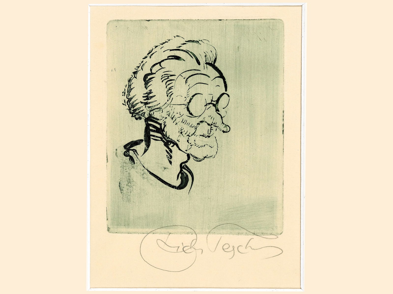 Richard Teschner, Carlsbad 1879 - 1948 Vienna: Richard Teschner Carlsbad 1879 - 1948 Vienna untitled Lithograph 12 x 10 cm signed on lower right Provenance: Dr. Hans Ankwicz-Kleehoven, art historian and art collector in Vienna, collection label;