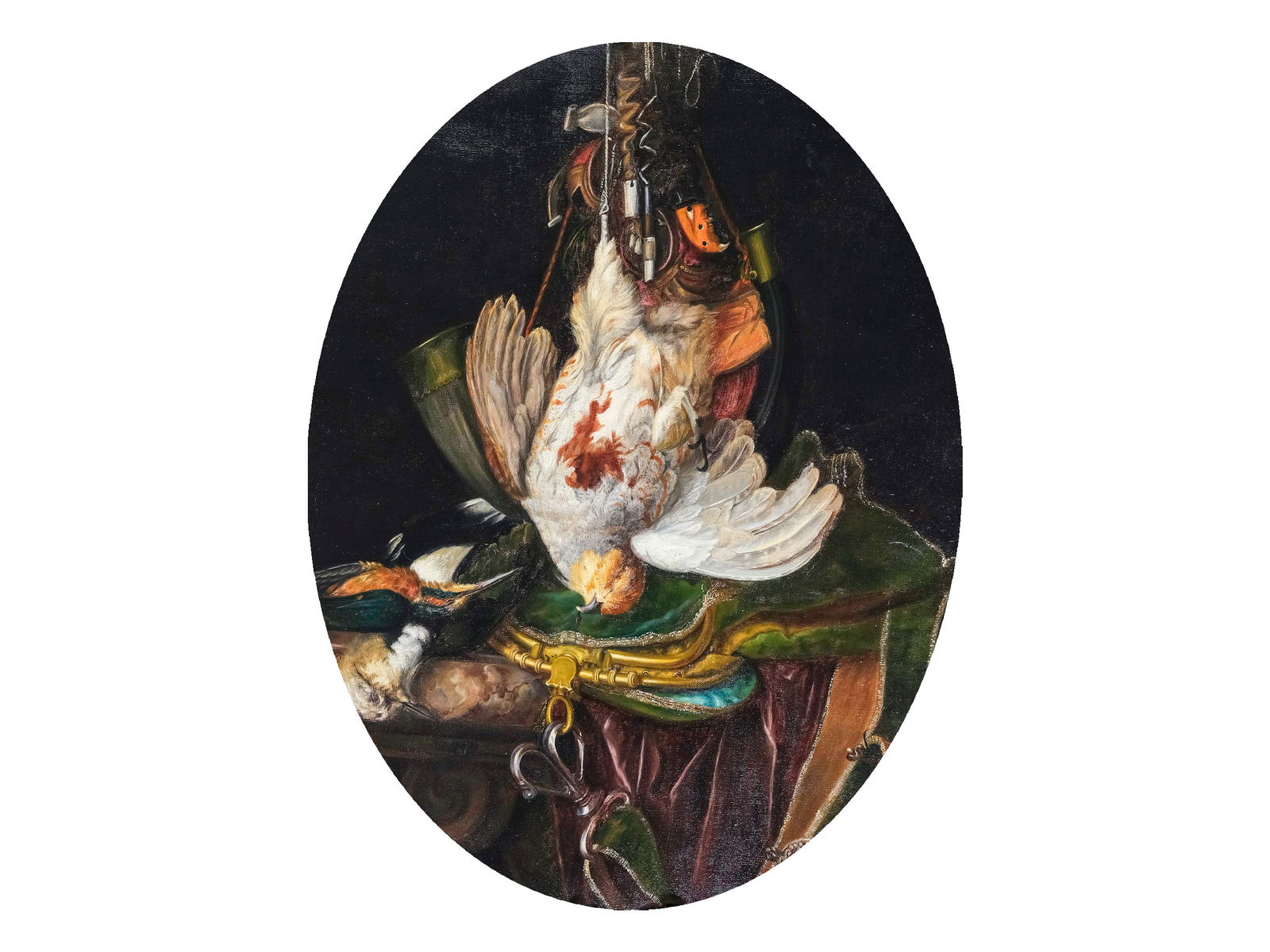 Hunting still life, in the manner of Willem van Aelst: Hunting still life In the manner of Willem van Aelst Oil on canvas, relined 72 x 56 cm, framed 125 x 73 cm In a frame from the 18th century Jagdstillleben In der Art des Willem