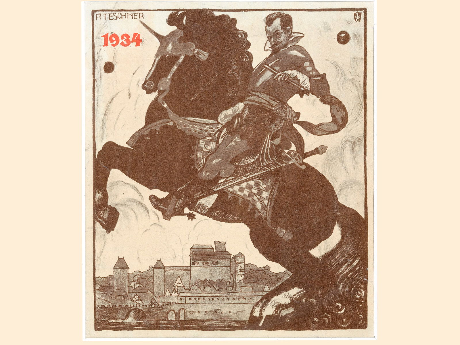 Richard Teschner, Carlsbad 1879 - 1948 Vienna: Richard Teschner Carlsbad 1879 - 1948 Vienna untitled Lithograph 19,3 x 17 cm Provenance: Dr. Hans Ankwicz-Kleehoven, art historian and art collector in Vienna, collection label; Richar