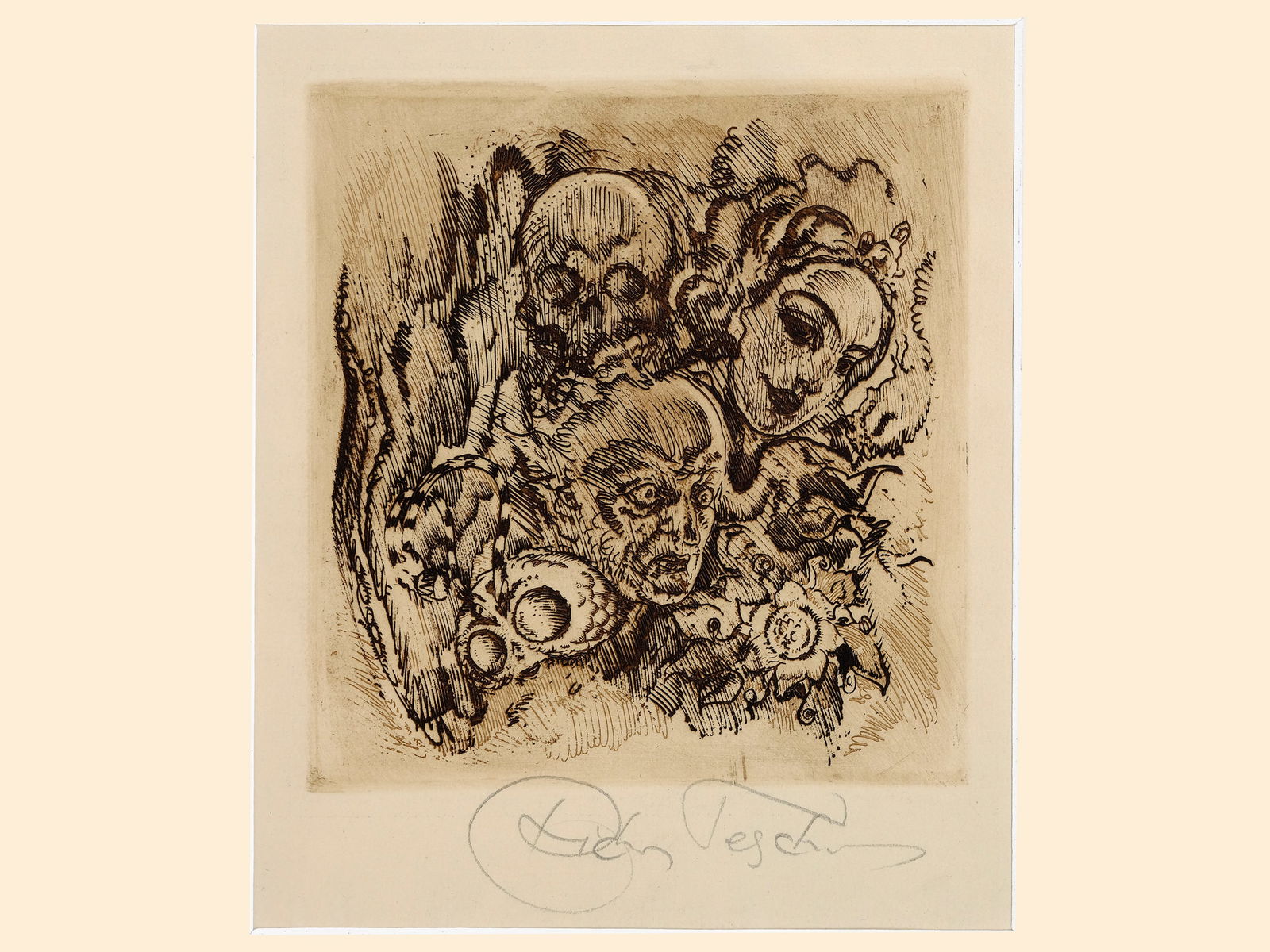 Richard Teschner, Carlsbad 1879 - 1948 Vienna: Richard Teschner Carlsbad 1879 - 1948 Vienna untitled Lithograph 14 x 13,5 cm signed on lower right Provenance: Dr. Hans Ankwicz-Kleehoven, art historian and art collector in Vienna, collection label;