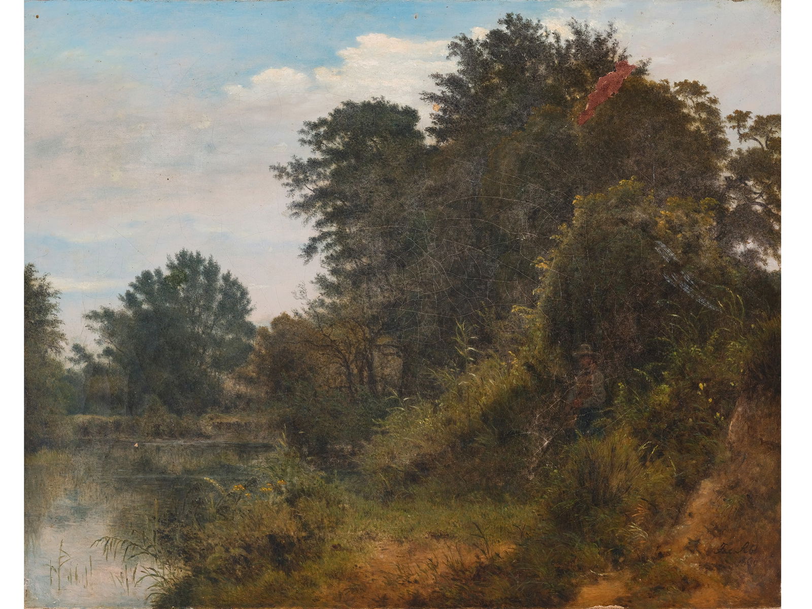 Franz Alt, Vienna 1821 - 1914 Vienna: Franz Alt Vienna 1821 - 1914 ViennaAt the pondOil on canvas 36 x 45 cmsigned and dated 1869 l.r.