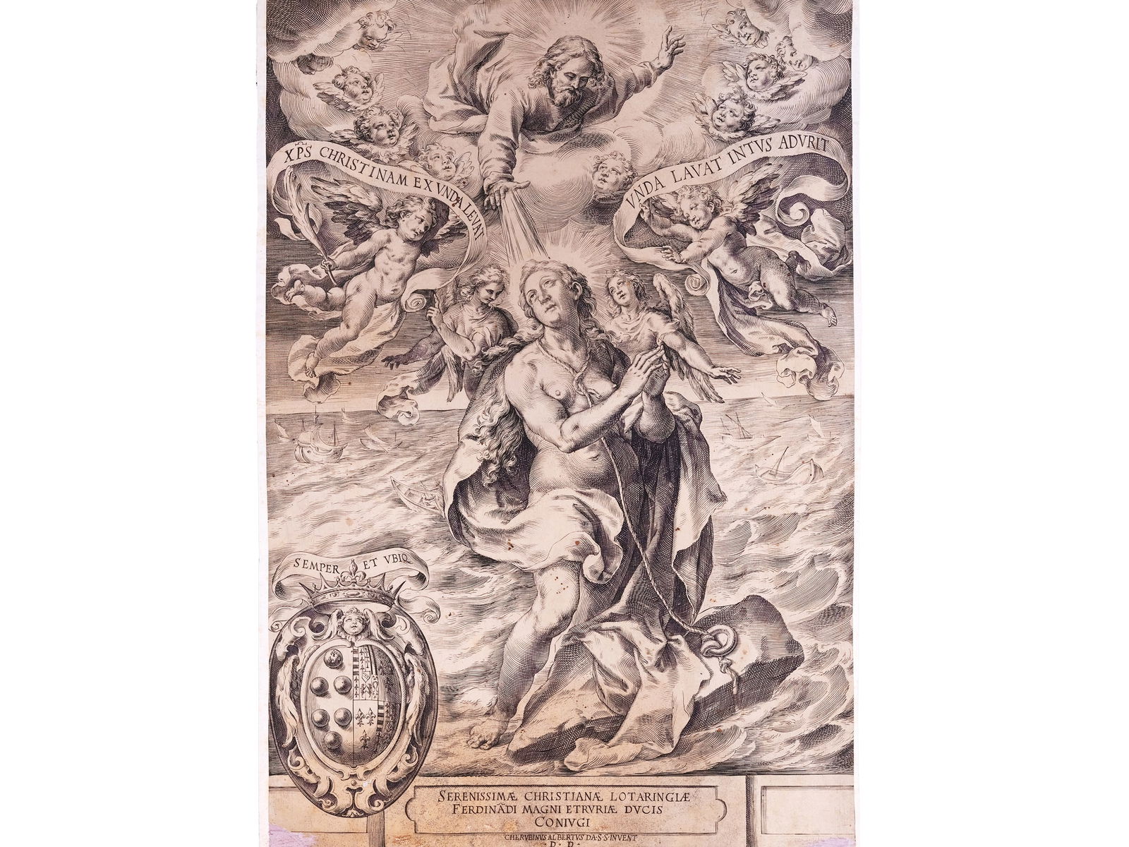 Cherubino Alberti, Sansepolcro 1551 - 1615 Rome, engraving: Cherubino AlbertiSansepolcro 1551 - 1615 RomeThe Martyrdom of St. Catherinecopper engraving434 x 296 mmDamaged