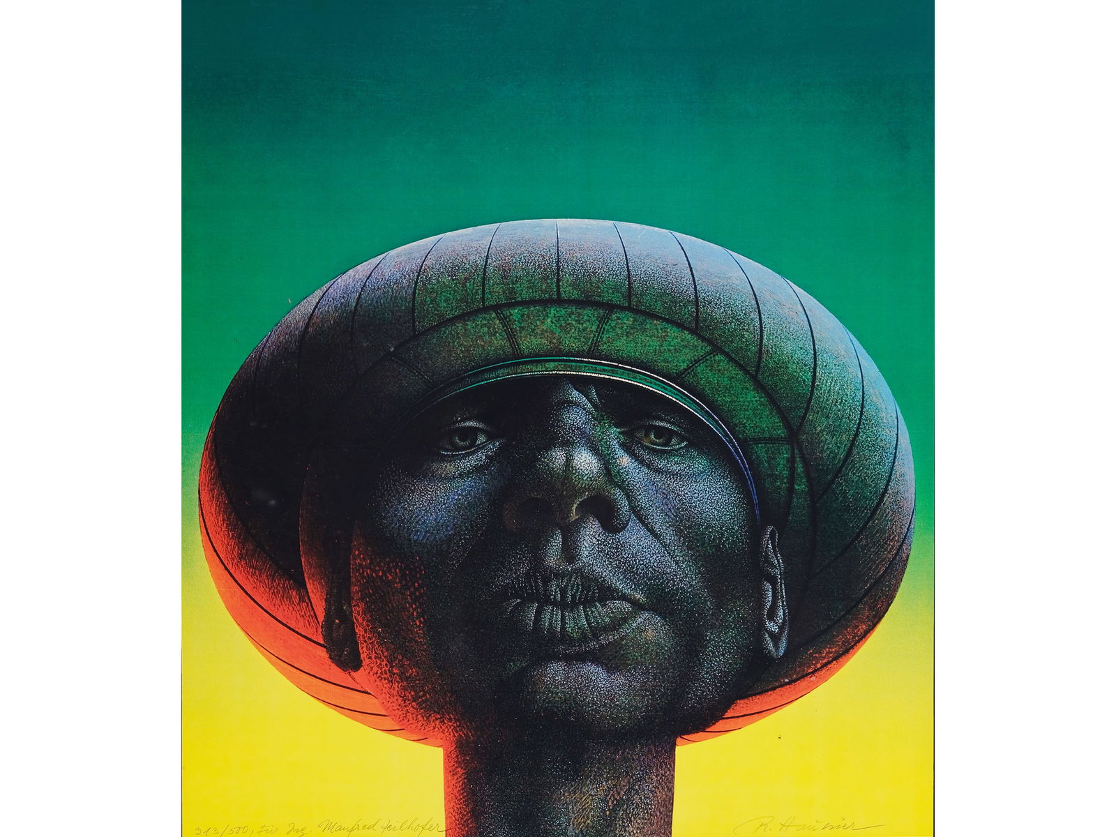 Rudolf Hausner, Vienna 1914 - 1995 Moedling: Rudolf HausnerVienna 1914 - 1995 MoedlingAdamLithograph on paper62 x 57 cm, with frame 84 x 75.5 cmNumbered 313/500 and dedication: For Ing. Manfred Zeilhofer l.l. Signed l.r.