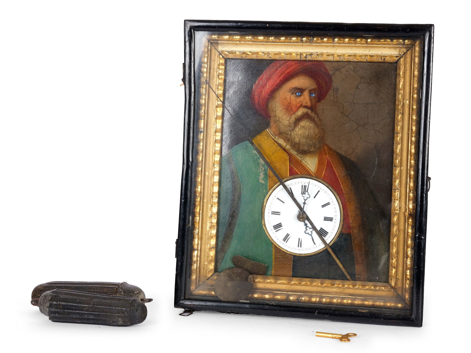 Wall clock, "Eye turner", 19th century: Wall clock"Eye turner"19th centuryDepiction of an Ottoman with moving eyes Movement not proofed