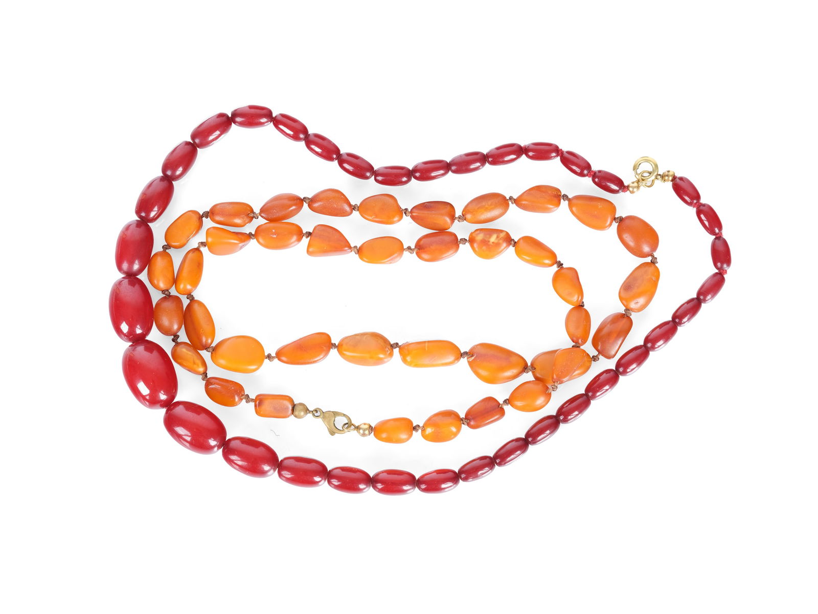 Pair of amber necklaces, Length 66 cm or 48 cm (1 of 1)