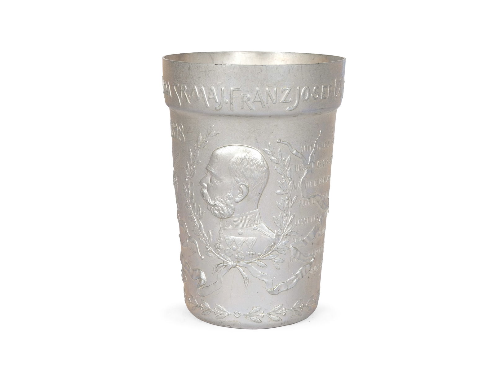 Aluminum mug, 1898 - 50th anniversary of the throne (1 of 5)