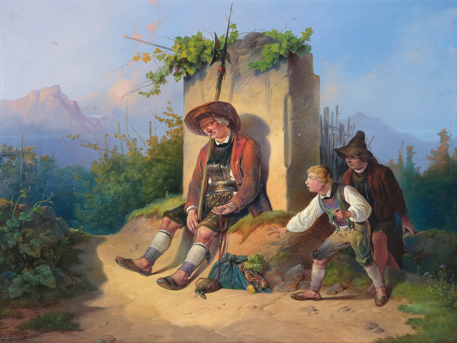 August Gerasch, Brown stags 1822 - 1908 Vienna: August Gerasch Brown stags 1822 - 1908 Vienna The Fruit Thieves Oil on wood 47.5 x 61 cm, with frame 69.5 x 83 cm Signed lower left