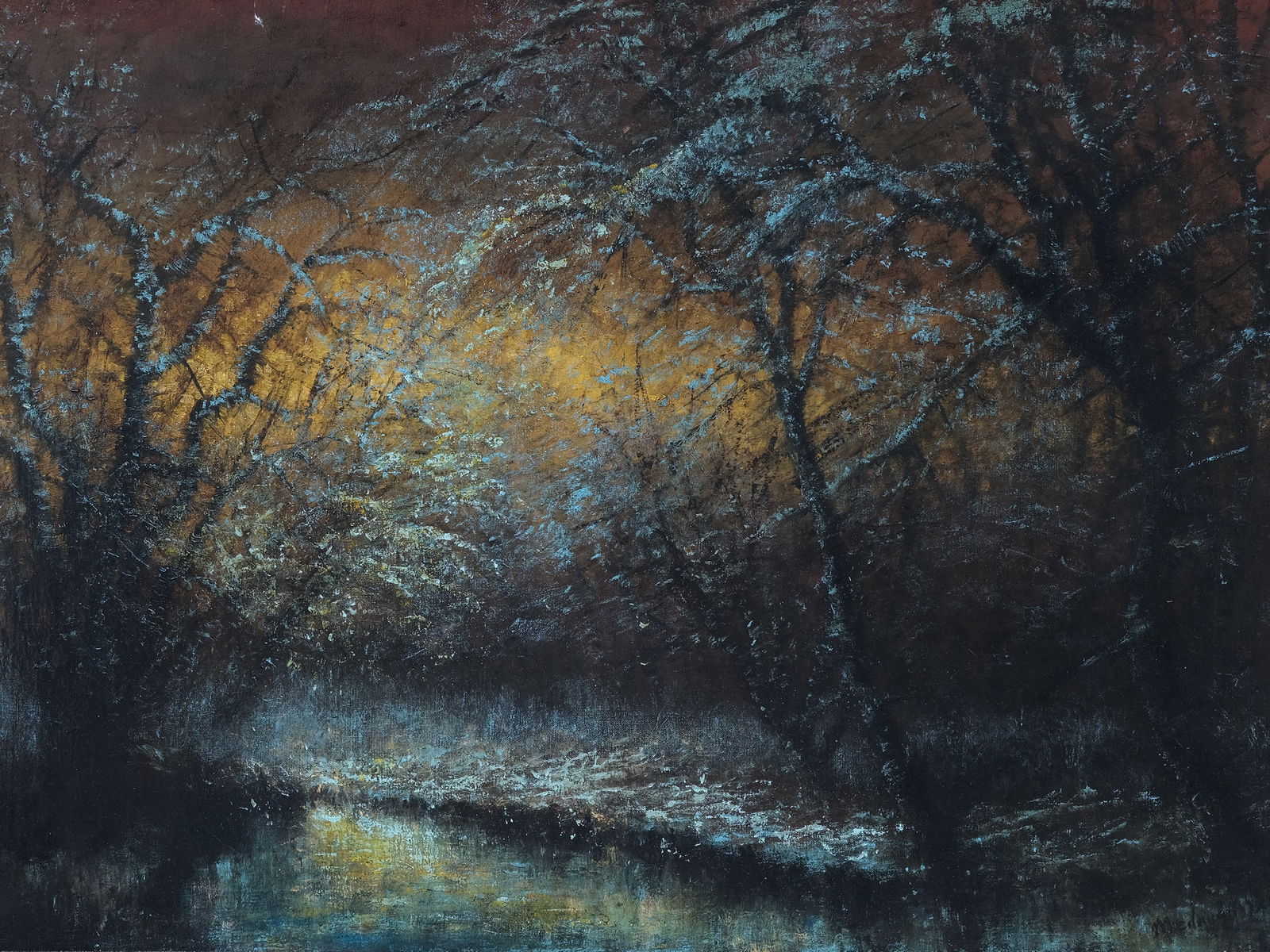 Laszlo Mednyanszky, Beckov 1852 - 1919 Vienna: Laszlo MednyanszkyBeckov 1852 - 1919 ViennaForest LandscapeOil on canvas55 x 77.5 cm, with frame 82.5 x 101 cmExpertise (Hungarian) by Borbely Laszlo enclosed