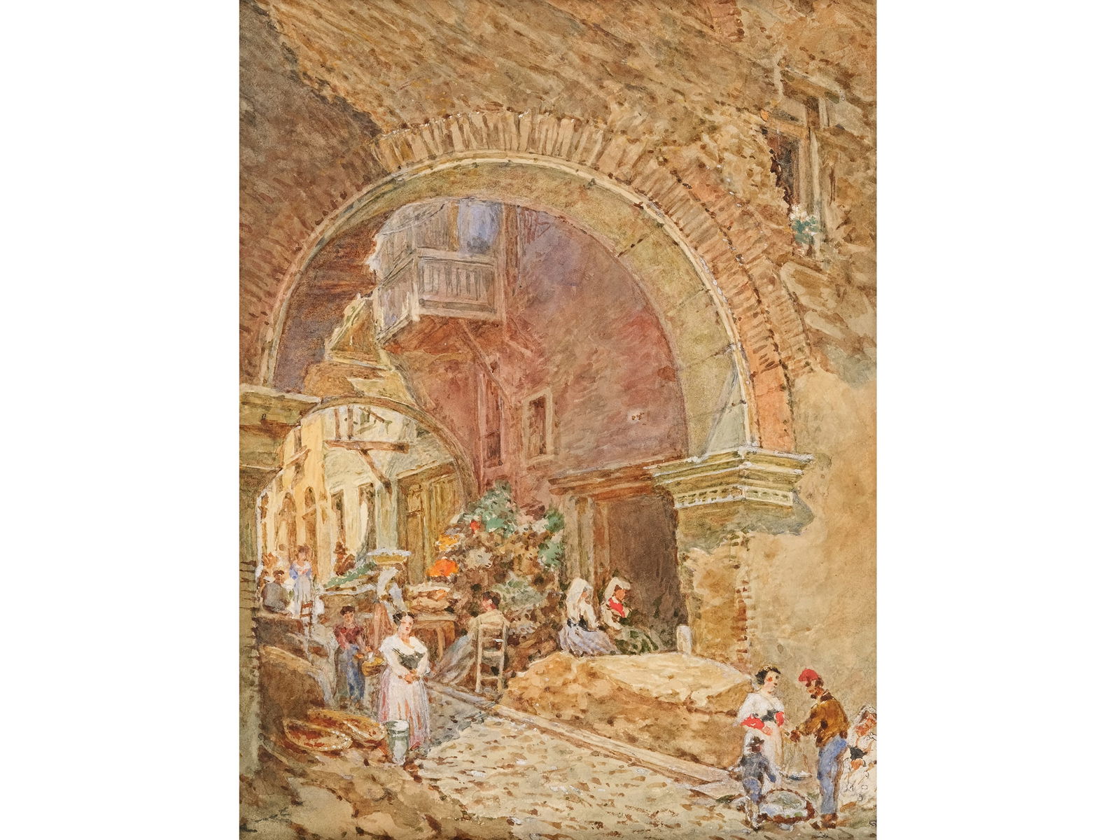 Franz Alt, Vienna 1821 - 1914 Vienna: Franz AltVienna 1821 - 1914 ViennaMotif from NaplesWatercolor on paper23 x 18 cm, with frame 33 x 27.5 cmSigned and dated 1904 lower left