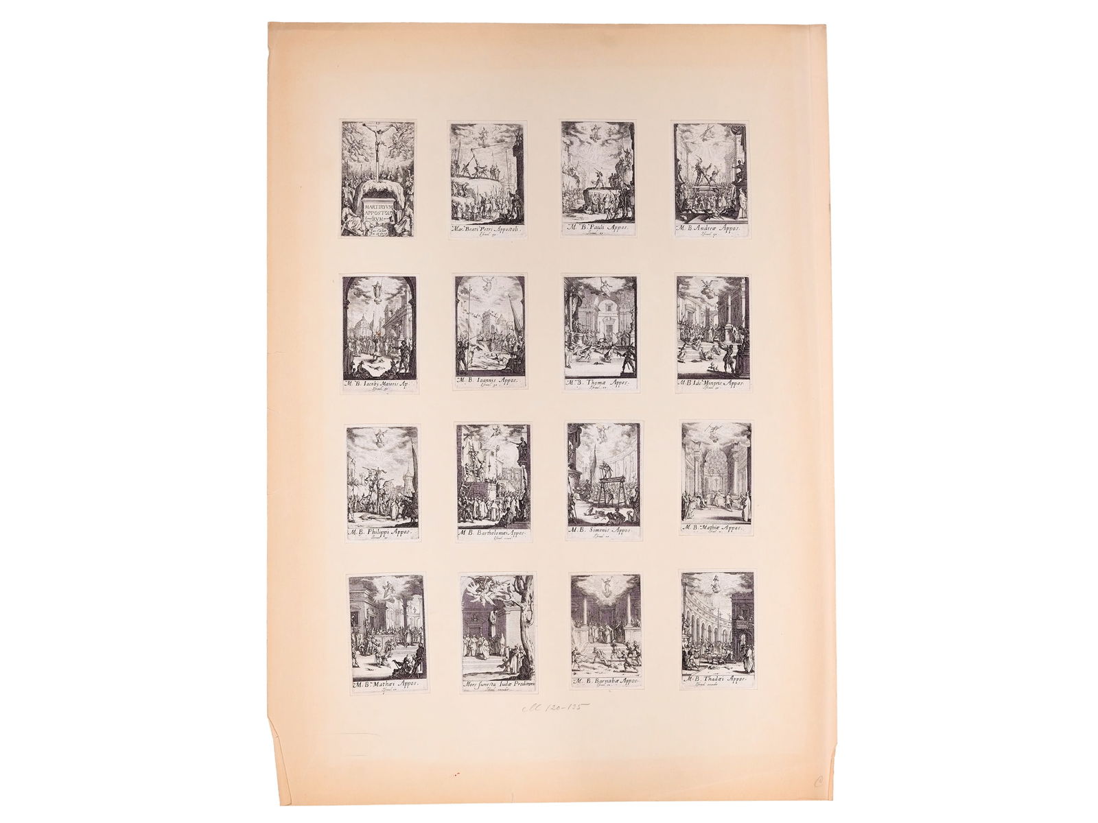 Jacques Callot, Nancy 1592 - 1635 Nancy: Jacques CallotNancy 1592 - 1635 NancyThe Twelve ApostlesTwelve engravings17th centuryEach 74 x 48 mmDamaged