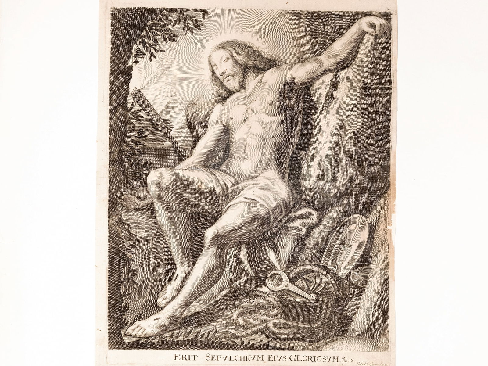 Johann Hoffman exec., Copper engraving: Johann Hoffman exec.Copper engraving17th/18th centuryERIT SEPULCHRUM EIUS GLORIOSUM380 x 285 mmDamaged